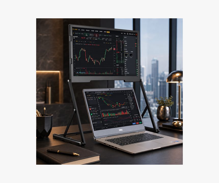 EfficFold elevated monitor setup for trading and analytics